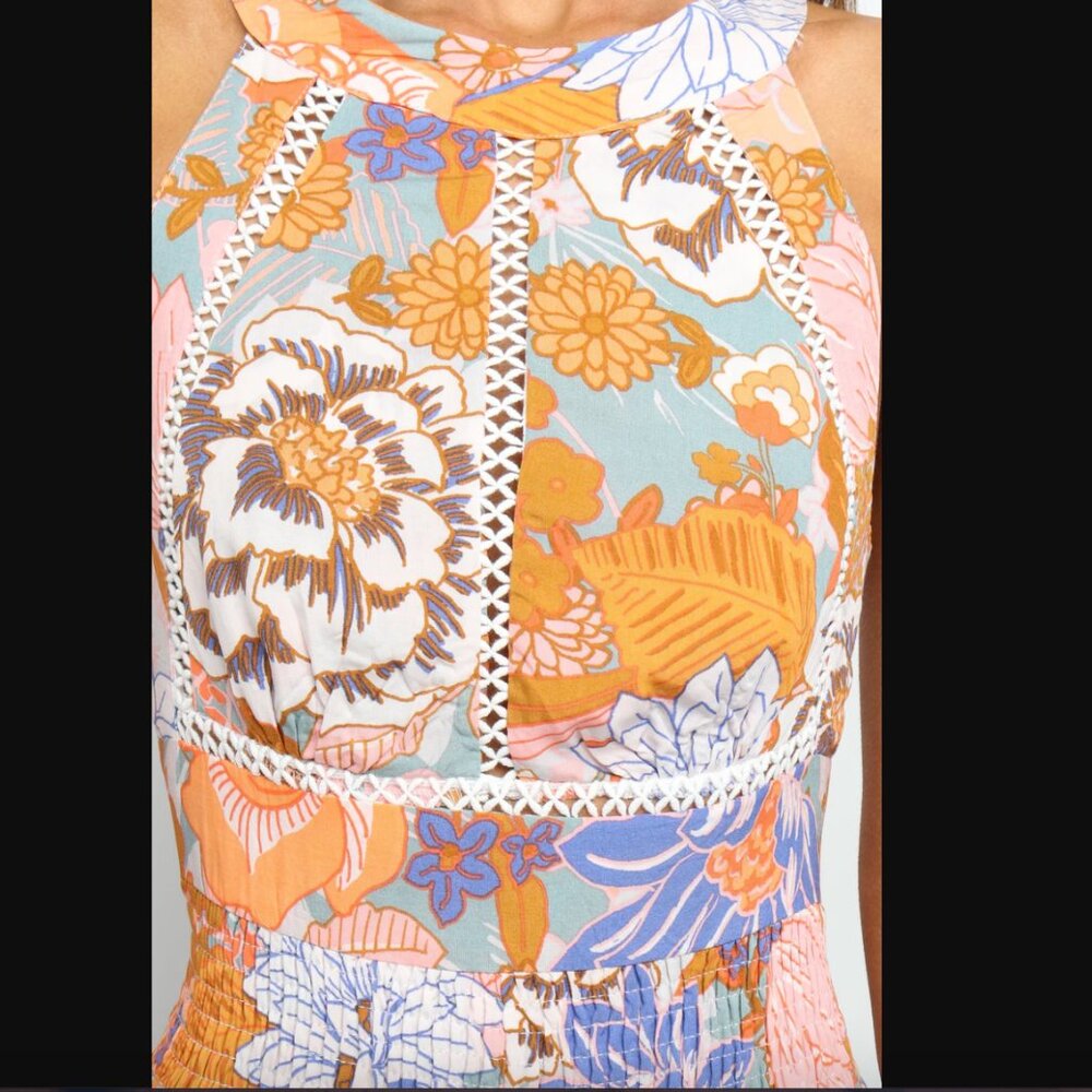 Petal & Pup Newell Orange Colorful Floral Maxi Dress L - Picture 12 of 13
